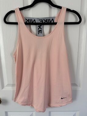 Nike Women's Pale Pink Athletic Tank Top with Branded Back Strap